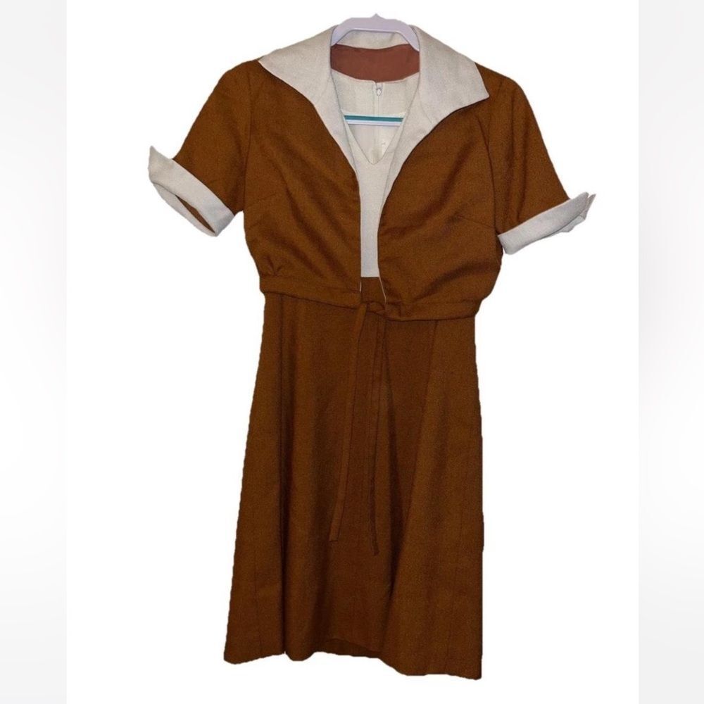 VTG 1960s Two Piece Outfit Embroidered Dress And Jacket